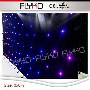 RGB 1 Flyko плат пожароустойчива 6 бр. /кв. м. Led звезден завеса 3 * 6 м пълноцветен за сватбени партита