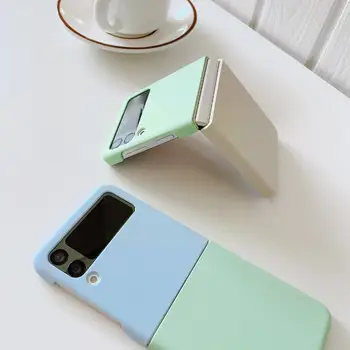 Луксозен Двуцветен Калъф за Телефон Samsung Galaxy Z Flip 3-5 g устойчив на удари Твърд PC Тънък Матов Калъф за Samsung Z Flip3 Z A8P3