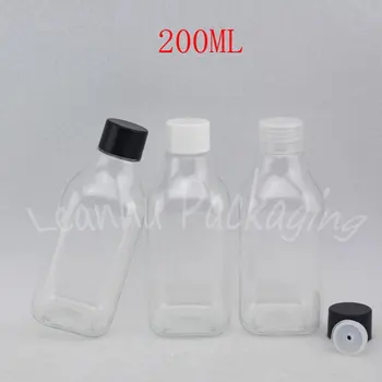 200 мл Прозрачна квадратна пластмасова бутилка, 200 cc Празен Козметични контейнер, разливане лосион / тонер (30 бр./лот)