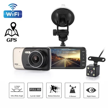 Автомобилен Видеорекордер WiFi Full HD 1080P, Видеорекордер за Обратно виждане, Автомобилна Камера, видео Рекордер, Автомобилен Видеорекордер, Паркинг Монитор, Нощно Виждане, GPS Тракер