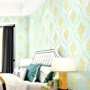 Европейската луксозна спалня дома нетъкан тапет висок клас салон за красота атмосфера 3d стерео хол фон стенни хартия