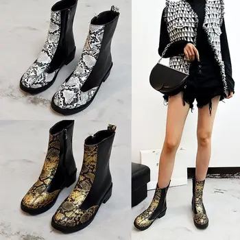 Дизайнерски дамски обувки; Нови обувки Martin с кръгла пръсти, Къси ботуши; фини обувки на средно висок ток; Дамски обувки; Zapatos De Mujer; големи Размери