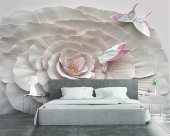 Beibehang Потребителски тапети 3D релефни цветни пеперуди ТЕЛЕВИЗИЯ фон на стената 3d дневна спалня декорация на дома, 3d тапети