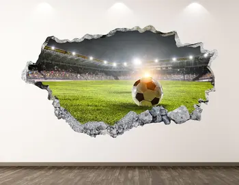 Футболна Стикер На Стената - Стадион 3D Разби Стенни Художествена Стикер Детски Декор Винил Домашен Плакат На Поръчката Подарък KD19