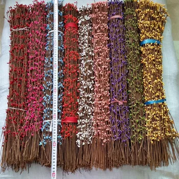 65 СМ Цветен Проводник на тръстика от ратан С Мини-Пъпки, Круши, зрънце стъбло, аксесоари за цветя гирлянди 