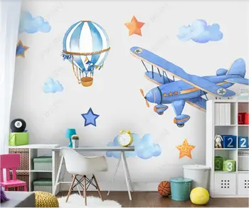тапети, снимка 3 d по поръчка стенопис Модерен карикатура балон, самолет, детска стая начало декор Тапети за стени, на рула