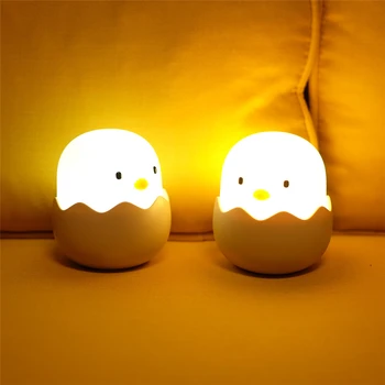Яйце Пиле Силикон Led нощна светлина Детски Детски нощна светлина Сензорен екран Сензор за Нощна Лампа За Сън USB Акумулаторна За Детска Спалня