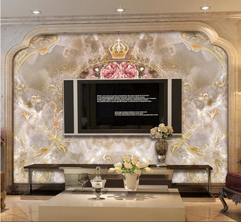Потребителски 3D стенописи, европейски стил декоративен модел от мрамор papel de parede,хол разтегателен ТЕЛЕВИЗИЯ стени спалня тапети