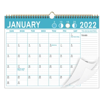 Стенен календар на 2022 година - Месечен календар на 2022 година, календар с двухпроводным обвързани, стенен календар с работни блокове и дати