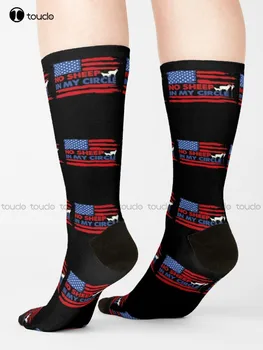 В Моя кръг Не Овце, Забавни Саркастични Чорапи със Сирене флага на САЩ, Дълги Чорапи За Жените, Дигитален печат 360 °, Gd, Хип-Хоп, Ретро, Цветни