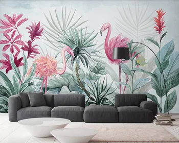 Nordic ins тропически растения фламинго фон стени-тапети по поръчка стенно покритие