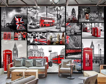 BEIBEHANG потребителски тапети 3D стенописи Европа и Великобритания стил ретро носталгия ретро Лондон улица ТЕЛЕВИЗИЯ фон на стената