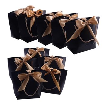 10шт Black Подаръчен Плик За Грим Опаковка Мъкна Дръжка Осъществяване на Бутик за Закупуване Вечерни Дрехи, Козметика