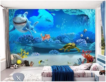 WDBH потребителски стенописи, 3d тапети и Подводния свят, детска стая карикатура животни живопис 3d стенописи тапети за стени d 3