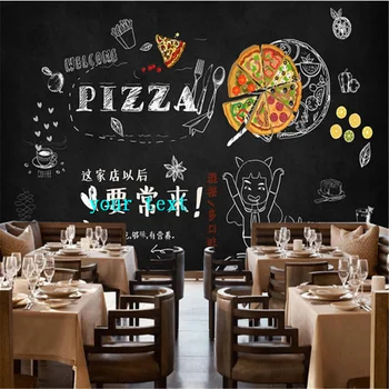 Потребителски Стенни Тапети 3d Пица, Хамбургери Дъска Западен Ресторант Пица, Хамбургер Магазин за Бързо хранене Фон Тапети 3D