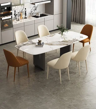 Лесен луксозен правоъгълен Пандора каменна печка, маса за хранене стол мраморна маса за хранене Скандинавски малък семеен модерна маса за хранене