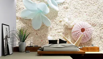 3d тапети модерен Плаж морска звезда цвете 3D TV фон за Хола стените в спалнята 3d тапети Конфигуриране на всеки размер