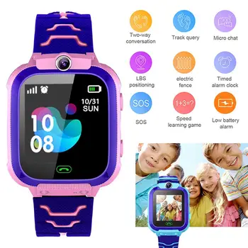 Q12B Детски Умен Часовник е Водоустойчив SOS Телефонни Часовници За Деца, Момчета И Момичета, СРЕЩА Позициониране, Умни Часовници За Android и IOS 2G СИМ-Карта