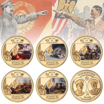 Битката за Сталинград, Златни Възпоменателни Монети Военен Предизвикателство Монета Русия Медал на Съветската Армия Подбрани Подаръци за Него