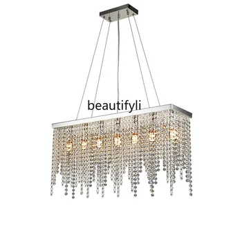 Тел Окачването на Ресторанта полилеи ХДЖ правоъгълен кристална модерен минималистичен за Осветление на тавана кристална лампа