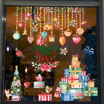 Полезни Коледни Стикери Самозалепващи Леки Коледни Вечерни Декорация Стикери от PVC Коледна Стикер на Прозорец за Дома