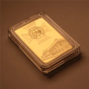 Deutsche Reichsbank 24-КАРАТОВО Златно покритие Блок Немски Ези Реплика кюлчета Злато за Сбирка Бизнес Подаръци