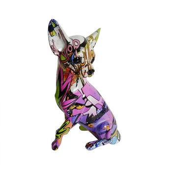 Цветна Статуя чихуахуа, Творческа Изкуството Графити, Многоцветен Статуетка на Куче, Смола, Начало Декор, Плисък на Цвят, Скулптура Животно