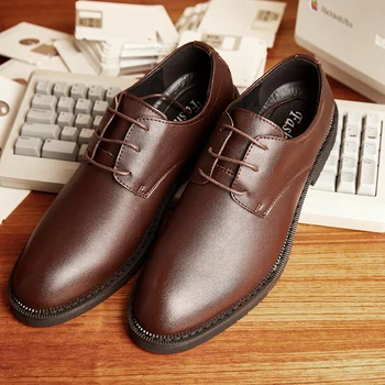 Нова мъжки Обувки, Кожена Кожена обувки, Мъжки Удобни Ежедневни тънки обувки в британския стил, с ниски берцем, Кожени обувки, Официалната обувки