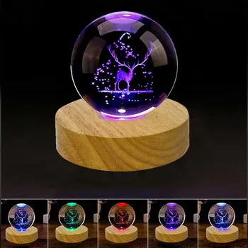 3D Кристали със Стъклен Смола Изкуството на Правоъгълник Led Осветление на Дисплея База Crystal Дървена Осветен Основен Стойка