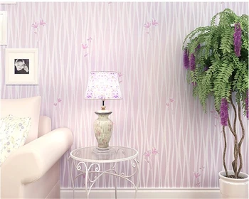 BEIBEHANG високо качество на малко цвете хол нетъкан тапет вълнообразни райета, флорални спалня сватбена стая 3d ролка тапет