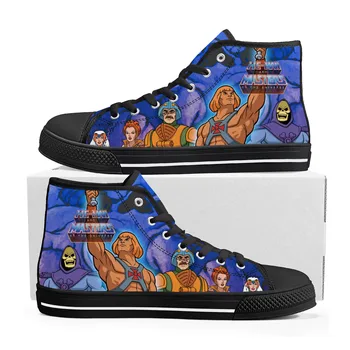 Мультяшные мъжки Маратонки He-Man Masters Of The Universe с високо Берцем, Мъжки и женски Парусиновые маратонки За тийнейджъри, Ежедневни обувки за чифта обувки по поръчка