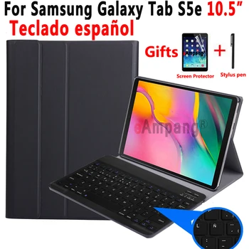 Испански Калъф с Клавиатура За Samsung Galaxy Tab S5e 10,5 2019 T720 SM-T720 SM-T725 Таблет Тънък Кожен Калъф с Bluetooth Клавиатура