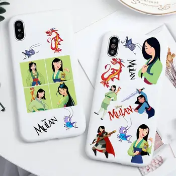 Калъф За телефон Disney Princess Mulan за iPhone 13 12 11 Pro Max Mini XS 8 7 6 6S Plus X SE 2020 XR Карамельно-бял Силиконов калъф