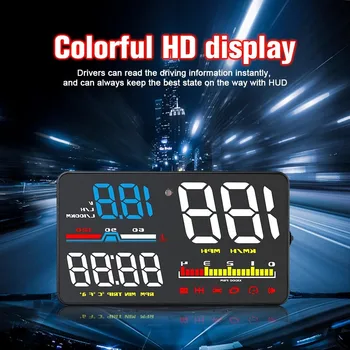 D5000 HUD Авто Централен Дисплей OBD2 Диагностичен Инструмент Hud Дисплей на Цифрови Алармени системи за измерване на Скоростта на Предното Стъкло, Екран за Проектор
