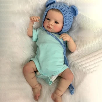 19 инча NPK Reborn Baby Doll Мека Силиконова Кукла Учебни Помагала Еластична, 3D Фотография Имитативната Кукла Гладка за Детски Подаръци