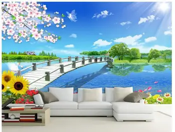 Потребителски 3d тапети нетъкан хол, 3 d селска пасторальный пейзаж телевизор, разтегателен фон стенни картини тапети