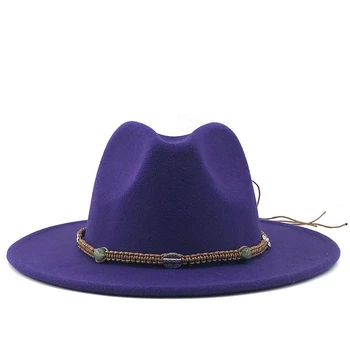 Есенна Фетровая шапка с широка периферия, Дамски Мъжки Модни Шапка-цилиндър, Джаз Шапка Зимна Панама, Реколта Филц Шапки, Мъжки Фетровая шапка на Мафията е 56-60 см