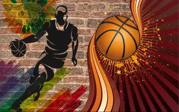 3d фото тапет на стената баскетбол тухлена стена фон живопис спалня декорация на дома, тапети за стени, на рула