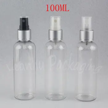 100 мл Прозрачна пластмасова бутилка с кръгла рамо, 100 куб. см, за да се разлива козметика, бутилка за опаковане на тонер / вода (50 бр. / лот)