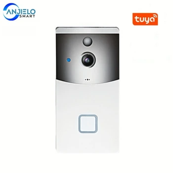 Безжична камера за видеодомофон Anjielosmart с функция за детекция на движение, 2-бандов звук, нощно виждане, тя е устойчива на атмосферни влияния, с приложение на Sasha
