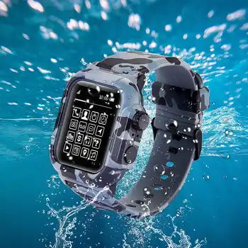 Водоустойчив калъф За Apple Watch 42 мм каишка iwatch Силиконов Каучук 44 мм гривна на китката pulseira Аксесоари за умен часа линия