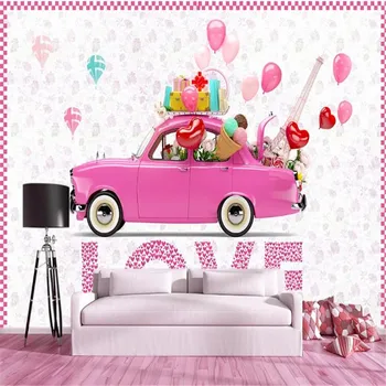 Milofi потребителски 3D-големи тапети, стенни тапети, стенни покрития ЛЮБОВ романтичен европейски стил автомобил балон любов