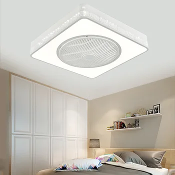 Квадратна лампа за спални вентилатор на тавана лампа креативен модерен минималистичен вентилатор лампа на тавана вентилатор домакински хол стаен лампа