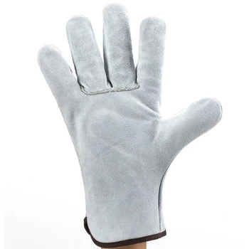1 Чифт Кожени работни ръкавици от телешка кожа, Здрави Ръкавици за заваряване TIG, Предпазни ръкавици за ръце за заваряване, строителството и промишлеността