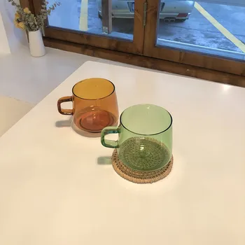 Mug Cup Coffee Mug Glass Mugs Retro Amber Glass With Handle Coffee Cup Water Cup Mug Whisky чаша v Прибори чаша очила Стъкло