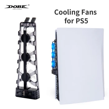 DOBE За PS5 Конзола на Вентилатора за Охлаждане на Игрова Конзола Охладител Интелигентен Контрол на Температурата 3 Вентилатора Системна Станция за Sony Playstation 5