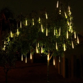 Метеоритен Дъжд Вали Струнни Светлини LED Слънчеви Струнни Светлини 30 см Валентин За Вътрешно Външно Градина Сватба Парти Декор на Дърво
