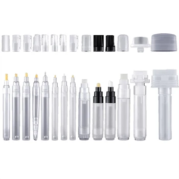 Комплект от 14 предназначени за пълнене на празни маркер химикалки за ретуш боя Множество писалка за рисуване Прозрачни Празни Връхчета Празна туба за боя