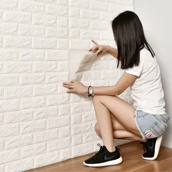 Тапети, самозалепващи 3D Триизмерна Стикери За Стена Пяна Водоустойчив Фон на Стените е Тухлена Модел Тапети Хотел Bedr