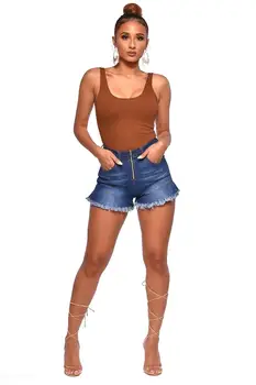 Модни дънкови къси панталони с пискюли, секси летни дънкови шорти, висококачествени дамски дрехи